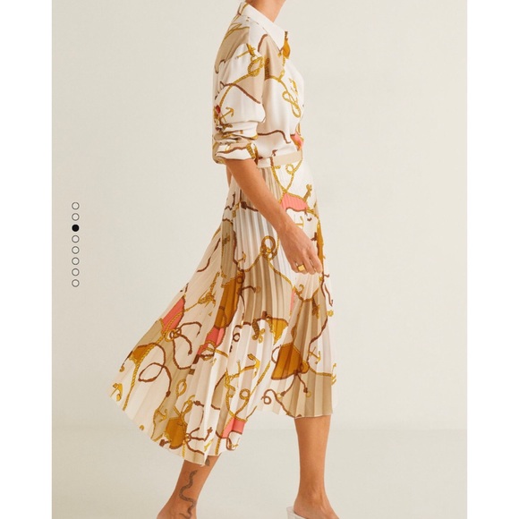 Mango Chain Print Pleated Skirt XS - Picture 8 of 11